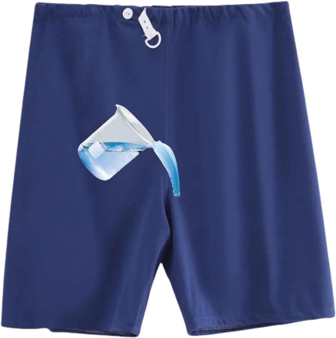 WEEOATAR Waterproof Patient Care Trousers,Reusable Incontinence Pants,Leak-Proof and Washable Urinary Incontinence Pants for Bedridden,Elderly,Mobility Impaired,Women on Periods(Short,Blue,L)