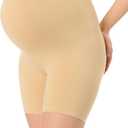 Motherhood Maternity Women's Shapewear Underwear Mid Thigh Over the Belly Seamless Support Shaper Panty (Beige, XL)
