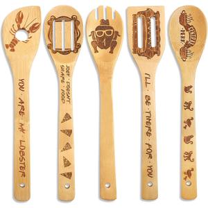 Friends TV Show Merchandise - 5 Piece Friends Wooden Spoons for Cooking, Nonstick Friends Merchandise, Friends TV Show Decor, Friends TV Show Gifts for Women