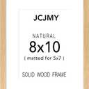 3 x JCJMY 8x10 Picture Frame, Made of Natural Solid Wood, Display 5x7 with Mat or 8 x 10 without Mat, Wooden 8 by 10 Photo Frame with Shatter Resistant Plexiglass for Wall Hanging or Tabletop, 1 Pack, Natural