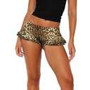 Virpo Women's Leopard Print Ruffles Hem Micro Shorts Stretch Y2k Low Rise Sexy Party Club Booty Shorts (2898 Small Leopard L)