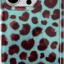 Trendy Burgundy Blue Cheetah Print Phone Case for iPhone 16 Pro Max 6.9in - Cute and Chic Trendy Retro Tortoise Leopard Classic Soft Slim Protective Cover for Cool Girls and Elegant Women