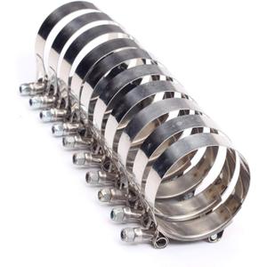 10PCS 44mm - 51mm Stainless Steel T-Bolt Clamps Turbo Intake Intercooler Clamp for 1-1/2" I.D. Hose