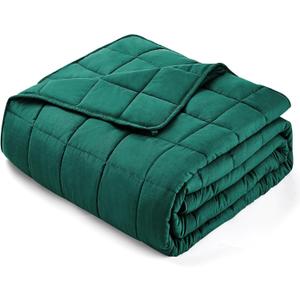 yescool Weighted Blanket for Adults (12 lbs, 48" x 72", Dark Green) Cooling Heavy Blanket for Sleeping Perfect for 110-130 lbs, Twin Size Breathable Blanket with Premium Glass Bead, Machine Washable