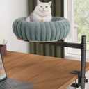 Elevated Cat Desk Bed with Adjustable Mounting for Home or Office Use