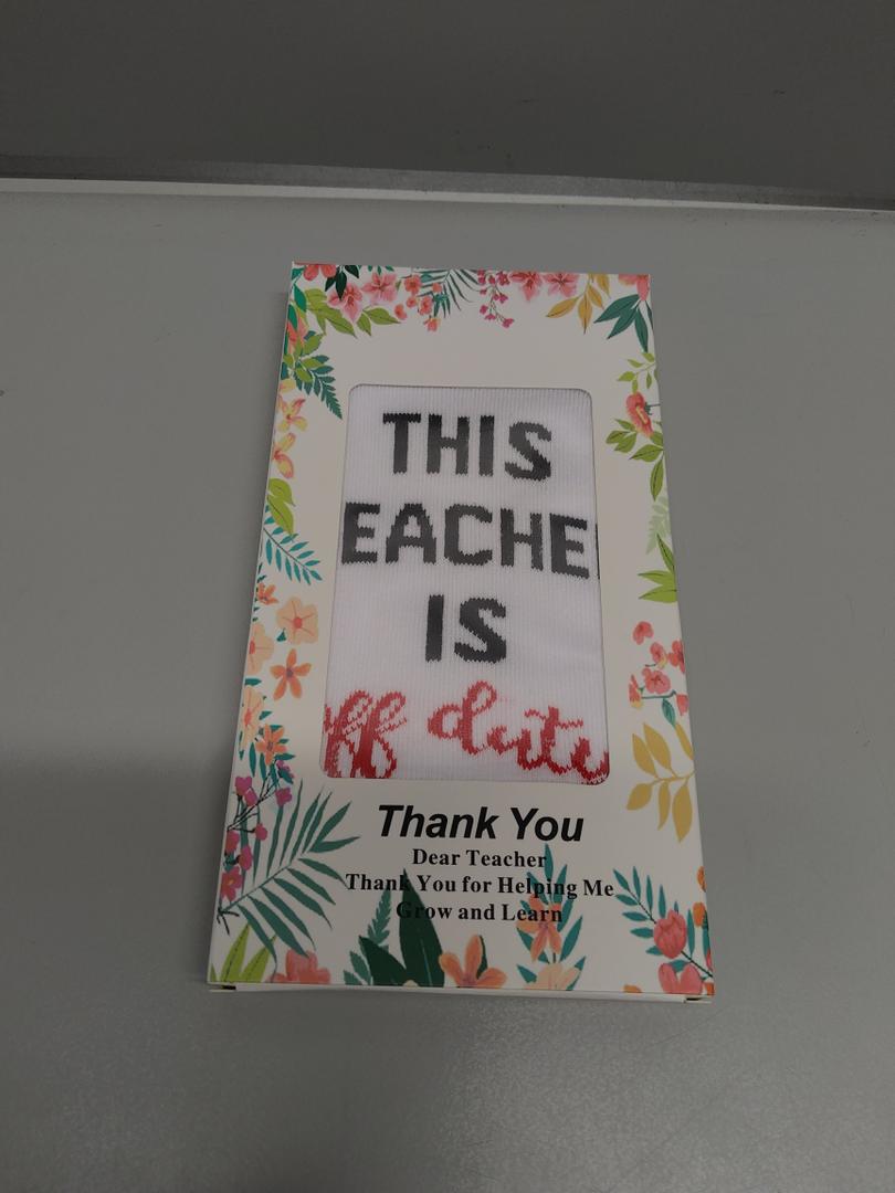 Best Teacher Ever Socks “This Teacher Is Off Duty” Sole Women's One Size 6 - 11