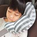 Kids Car Travel Pillow Car Seat Belt Pillow Cute Plush Headrest Neck Cushion Safety Strap Cover Universal Fit (Stripe-gray)