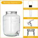 2 Gallon Glass Beverage Dispenser with Stand & Fruit Infuser, Stainless Steel Spigot - Glass Drink Dispensers for Parties, Drink Dispensers with Lids for Lemonade Sun Tea