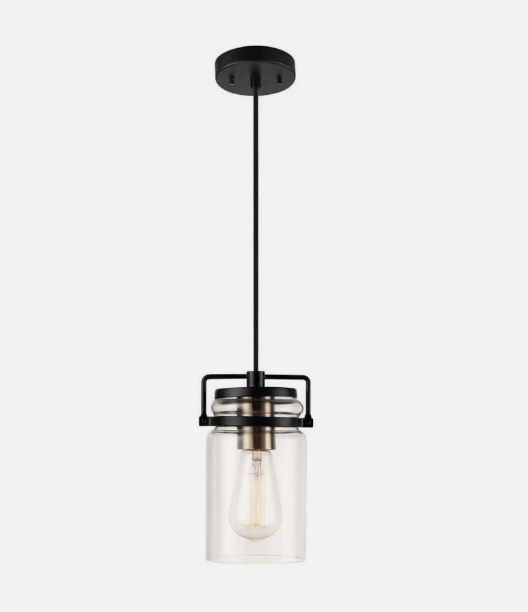 Globe Electric 2 in 1 Oliver 1-Light Dark Bronze Pendant with 15 ft. Cord