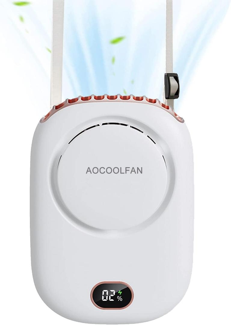 AOCOOLFAN Portable Neck Fan, Mini Small Personal Handheld Fan USB Rechargeable 3 Speed for Girls Boys Woman Eyelash Travel Home Office Outdoor (White)