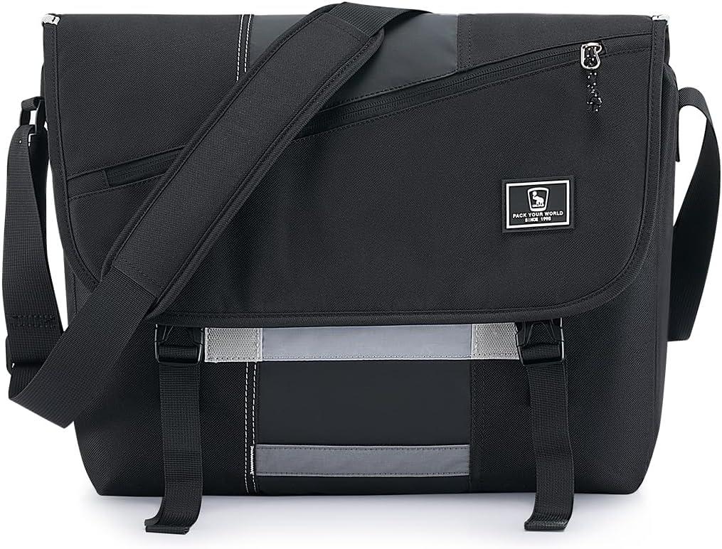 OIWAS Messenger Bag for Women, 17 Inch Laptop Crossbody Bags Men Casual Satchel Shoulder Bag College Travel Office Briefcase (Black, 17 inch)