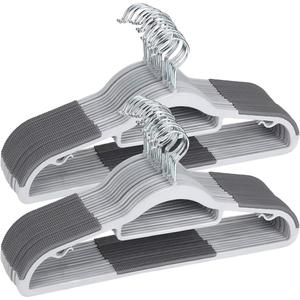 OIKA Hangers 50 Pack, Non-Slip Plastic Hangers, 0.2" Thickness Slim Coat Hangers Heavy Duty,Space-Saving (16.5inch-Grey)