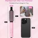 Farery Mini Thermal Brush 3 Temperature Adjustable, 3/4 Inch Travel Curling Iron for Short Hair, Heated Round Brush for Touch ups and Small Curls, Travel Size Curling Wand, Dual Voltage, Pink