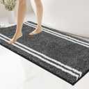 PURRUGS Non-Slip Bathroom Rug 30" x 60" - Super Absorbent & Quick Dry Shaggy Microfiber Bath Mat, Machine Washable Plush Throw Rug for Bathtub, Shower and Sink, Charcoal