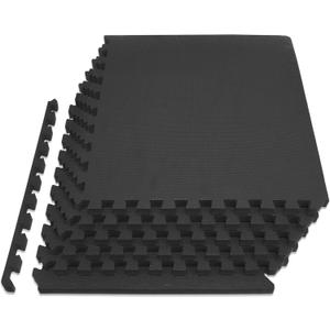 ProsourceFit Weaved Pattern Extra Thick Exercise Puzzle Mat -inch, EVA Foam Interlocking Tiles for Protective, Cushioned Flooring for Home and Gym Equipment; Black, 24 SQ FT, 6 Tiles