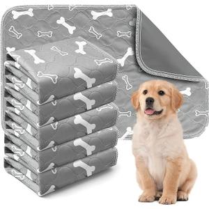 6 Pack Reusable Puppy Training Pad, Fast Drying Washable Puppy Pads, Non-Slip Waterproof Pee Pet Dog Mat for Potty Crate, Home,Travel, Car, (40 x 60cm)
