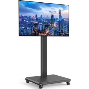 Portable Rolling TV Stand for 32-65 Inch Screens, Bedroom, Black