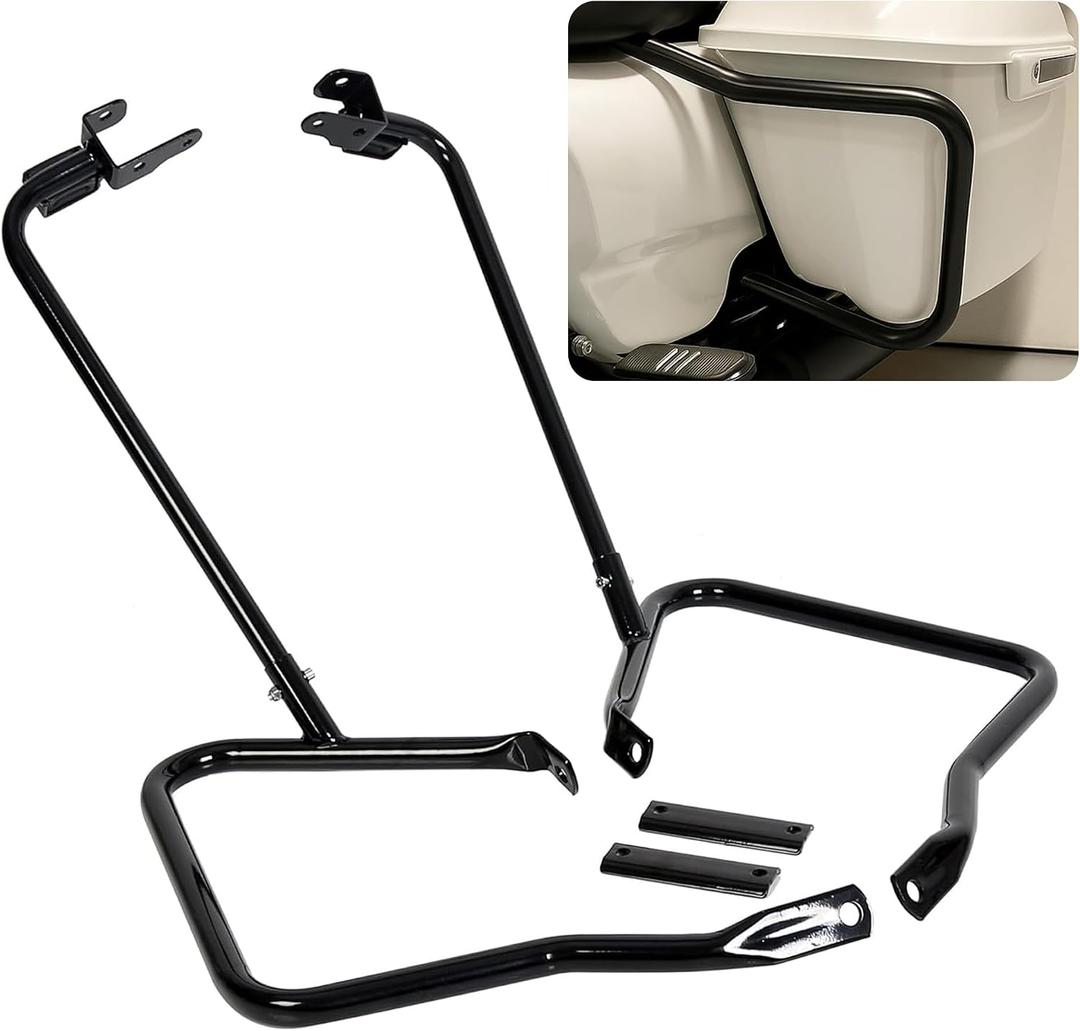 ECOTRIC Saddlebag Bracket Guard Bars Compatible with 2014-2024 Harley Davidson Touring Street Road Glide FLH Saddle Bags Guard Mount Black