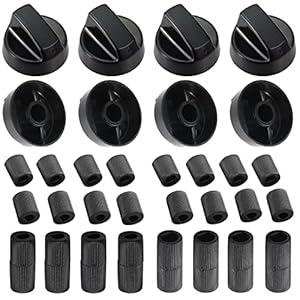 Seentech 8-Pack Universal Control Knobs with 24 Adapters Compatible with Oven/ Stove/ Range Universal Knobs Wide Application. (Black)