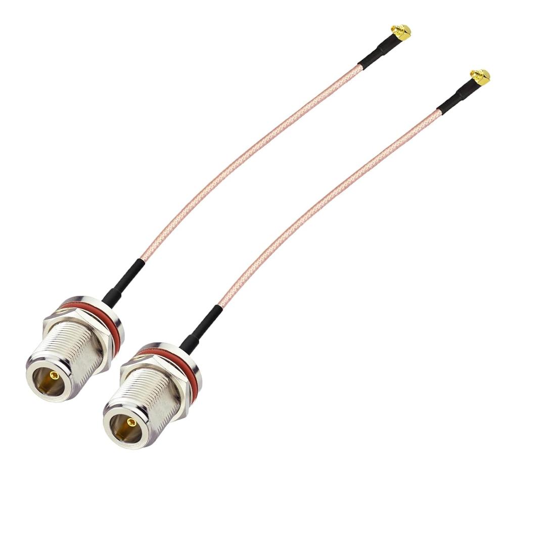Superbat MMCX Male Right Angle to N Female Connector,6inch RG316 Coaxial Cable 2Pcs for RF Applications,SDR Radios,Instrumentation etc