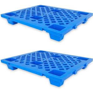 Plastic Pallets 23.6" x 19.7" x 3.9", Lightweight Water-Proof Floor Pallet with Breathable Grid for Indoor Outdoor, Warehouse, Garages, Kitchen, Basement (2 Pack, 1100lbs Load Capacity, Blue)