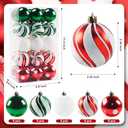 2.36" Christmas Tree Ball Ornaments, Christmas Ball Decoration Set for Fall Halloween Decor Red Green and Gold Christmas Ball Shatterproof Hanging Tree Ornament Set for Christams Tree 