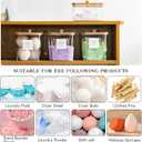 3+1 Pack Laundry Pods Container & Dryer Sheet Holder, Acrylic Square Laundry Room Organization and Storage Jars with Wooden Lids & Labels for Powder, Scent Booster, Detergent