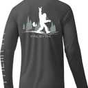 Palmyth Fishing Shirts for Men Long Sleeve UPF 50+ Sun Protection UV T Shirt Tee (Medium, Charcoal / Bigfoot Rock)