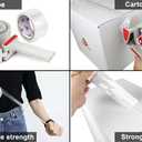 BOMEI PACK Heavy Duty Packaging Tape Dispenser, 2 Inch Tape Gun with Clear Tape, 1 Dispenser + 2 Rolls (Clear)