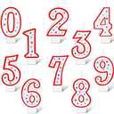 Nuanchu 10 Pcs Number Birthday Candles for Cakes, Polka Dot Colorful 0-9 Numeric Candles for Birthday Cake Decoration, Numeral Topper Decor for Wedding Anniversary Reunions Party Celebrations (Red)