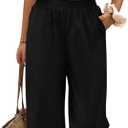 SOLY HUX Women's Summer Vacation 2 Piece Set Tie Shoulder Crop Top and Pants Travel Outfits (Black, S)