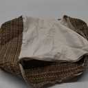 VOSAREA Pouf Ottoman Square Pouf Cover, Khaki, Cotton, Linen