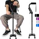 AOHHL Quad Walking Cane Foldable Adjustable Portable Stick Men & Women and Seniors  Lightweight & Sturdy with 4Pronged Base for Extra Stability Balance,Self Standing Gifts for mom Dad(black1)