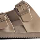 Slides for Women and Men, Double Buckle Rubber Sandals with Arch Support, Pillow Slides Thick Cushion Non Slip Shower Shoes Comfort Beach Sandals, 8-8.5 Women/7-7.5 Men