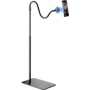 Kefotic Magnetic Gooseneck Phone Holder for Bed Laying Down, Height Adjustable Bedside Floor Stand with Flexible Arm for iPhone Tiktok Scrolling, Headboard Phone Mount for Reading