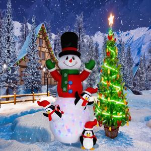 10ft Christmas Inflatable Outdoor Decoration, Kaleidoscope Penguin Snowman Inflatable Yard Decoration with LED Lights for Indoor Outdoor Patio Garden Christmas Decoration
