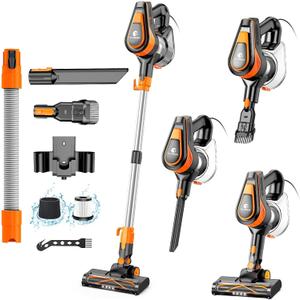 23Ft Corded Vacuum Cleaner, 600W Powerful Self-Standing Stick Vacuum for Home with 20Kpa Suction, 2 Speeds Lightweight Household Vacuum Cleaner for Carpet,Hardwood Floors and Pet Hair