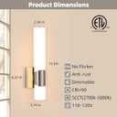 Wall Sconces Set of Two Brushed Nickel 5CCT Dimmable Bathroom Sconce with Acrylic Shade LED Hardwired Wall Light Fixtures for Bathroom Living Room Bedroom Hallway, 2 Packs