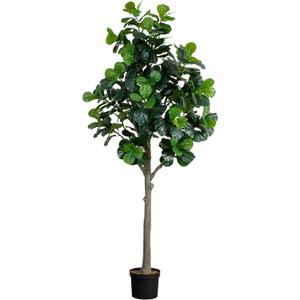 Nearly Natural 12ft Fiddle Leaf Fig Artificial Tree - Lifelike Indoor Fake Plant with Bendable Branches, Premium Craftsmanship, Ideal for Home or Office Decor, Housed in Nursery Planter