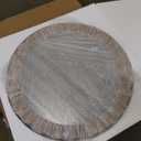 35" Wood Round Mirror, Rustic Wall Mirror with Thick Frame, Large Round Mirrors for Wall Decor, Wooden Circle Beveled Mirrors for Entryway, Farmhouse, Washed White