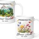 Promoted to Aunt And Uncle 2025 Mugs Set of 2, First Time Aunt Uncle New Baby Gift for Expecting Pregnancy Gifts Idea (au un2025)