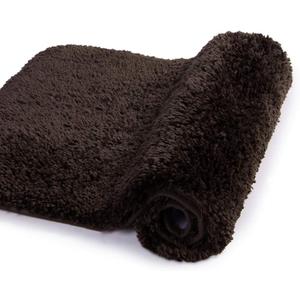 Walensee Bath Rug, 20 x 32, Brown - Soft Microfiber Shaggy Bathroom Mat, Non-Slip, Machine Washable, High-Pile, Absorbent, Quick-Drying, TP Rubber Backing - Housewarming Gift