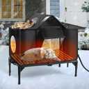 Heated Outdoor Cat House Weatherproof with Heating Pad, Insulated Feral Cat Houses for Outdoor Cats, Safe Escape Door, Heated Cats House for Outside, Outside Stray Cats Shelter with Elevated Base(L) (L(24.8*14.9*(11.4+5.9)In))