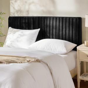 Hearth & Harbor Queen Headboard Only, Floating Wall Mounted Headboard Queen Size, Easy Assemble Upholstered Peel and Stick Headboards, 3D Soundproof Bed Wall Panels, Velvet Stick on Headboards, Black