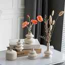 White Bud Vases, Small Ceramic Vase Set of 5, Mini Pottery Vases for Flowers, Decorative Vases for Home Modern Decor, Boho Decor, Chic Vases for Living Room Dining Table Shelves