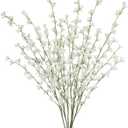 6 Pcs Artificial Forsythia Branches Fake Wildflowers White 41" Silk Flowers with Long Stems Faux Spring Flowers for Tall Vase Indoor Home Decor Dining Table Centerpieces Party Wedding Outdoor