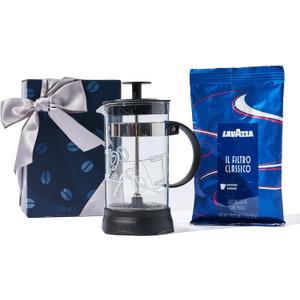 Thoughtfully, Coffee Gift Set, Includes Glass French Press Coffee Maker and Ground Coffee in Giftable Box, Great Coffee Gifts for Coffee Lovers