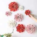Rose Ceramic Flower Wall Dcor Artificial 3D Flower Wall Art for Living Room Home Hallway Bedroom Kitchen Farmhouse Bathroom Dining Room, White, 3.54 inch