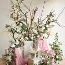 Ling's moment 41" Tall Free Standing Artificial Flowers Arrangements 2 pcs Wedding Arch Altar Stage Decorations Dusty Rose & Cream for Ceremony Reception Church Backdrop Outdoor Aisle Floral Party