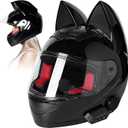 Custom Kitty Cat Ear Automotive Motorcycle Biker Helmet with Bluetooth | for Moped | Bike | Vespa | Scooter | ATV | Quad | Dirtbike | DOT FMVSS218 Approved and Certified (Extra Large)